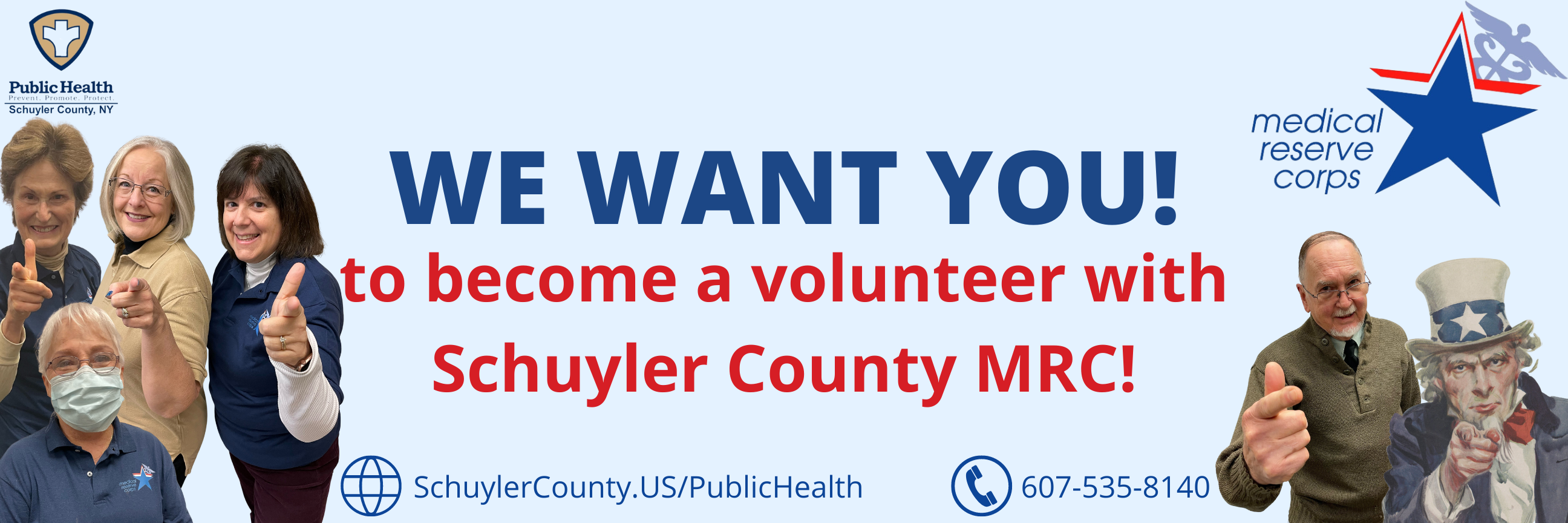 Image with MRC volunteers and a recruitment message